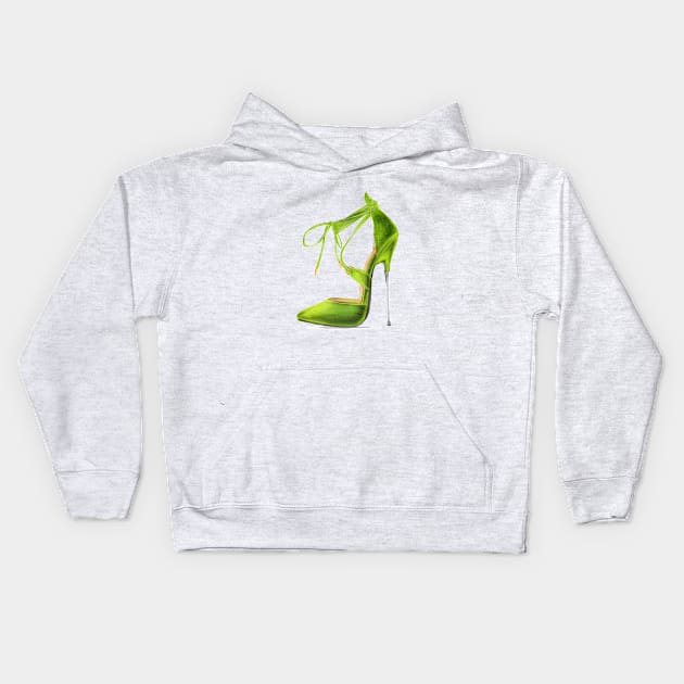 Green Stiletto Kids Hoodie by Svetlana Pelin